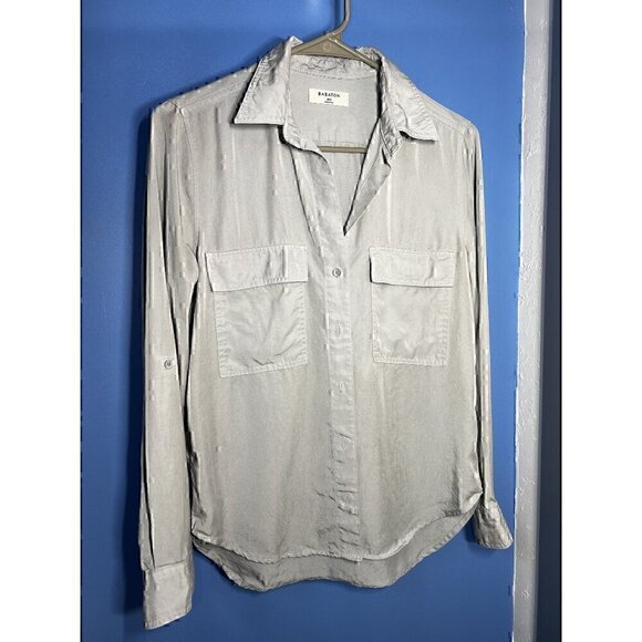 BABATON BY ARITZIA Light Gray Long Sleeve Button-Up Shirt With Dual Chest Pocket - Picture 1 of 10